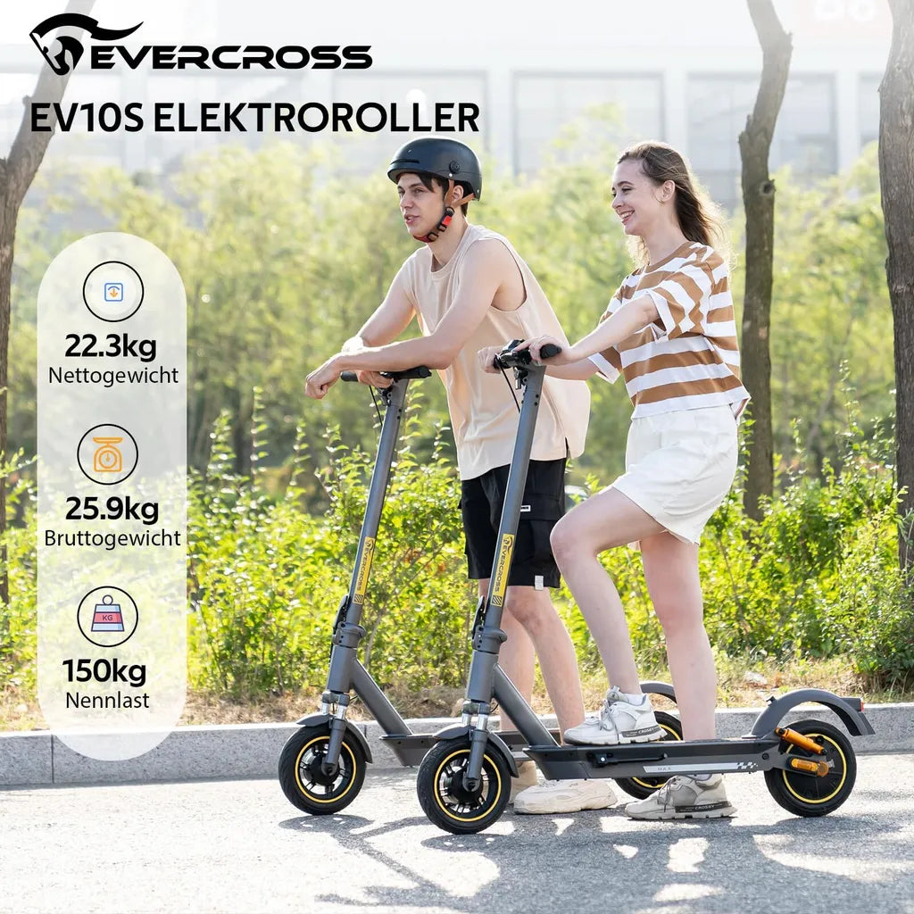 EVERCROSS TECH EV10S MAX E-Scooter mit Straßenzulassung (ABE), Max.20km/h, 85 km Reichweite, Doppelte Stoßdämpfung, Doppelbremssystem Elektroscooter