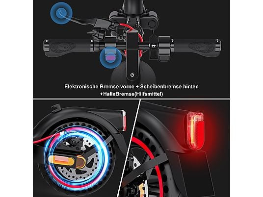 EVERCROSS TECH EV85F ABE Elektroroller mit Straßenzulassung E-Scooter E-Roller (8,5 Zoll, Schwarz-Rot)