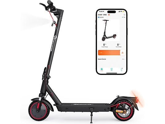 EVERCROSS TECH EV85F ABE Elektroroller mit Straßenzulassung E-Scooter E-Roller (8,5 Zoll, Schwarz-Rot)