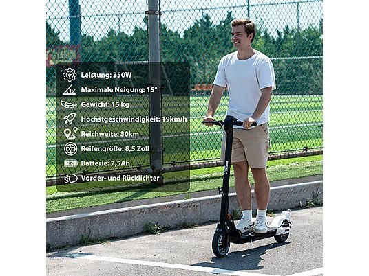 MEGA MOTION Faltbarer E-Roller mit Straßenzulassung ABE mit App E-Scooter (8,5 Zoll, Weiß und Schwarz)