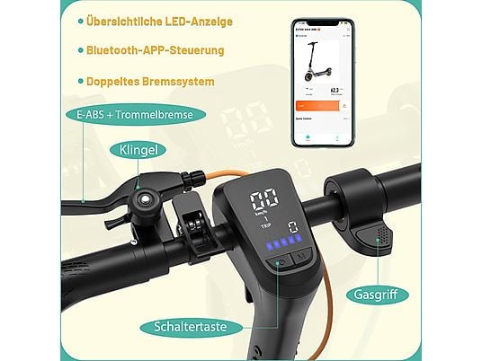 EVERCROSS TECH EV10K MAX ABE 36V 15.6AH Akku mit großer Kapazität E-Scooter,mit Straßenzulassung (10 Zoll, Tiefblau)