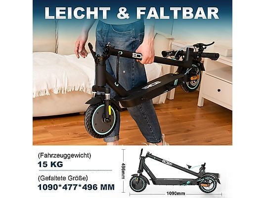 RCB EV85F ABE Elektroroller mit Straßenzulassung E-Scooter E-Roller (8,5 Zoll, Schwarz)