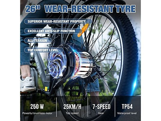 RCB RK8S E Bike Mountainbike (Laufradgröße: 26 Zoll, Unisex-Rad, 432wh, Schwarz)