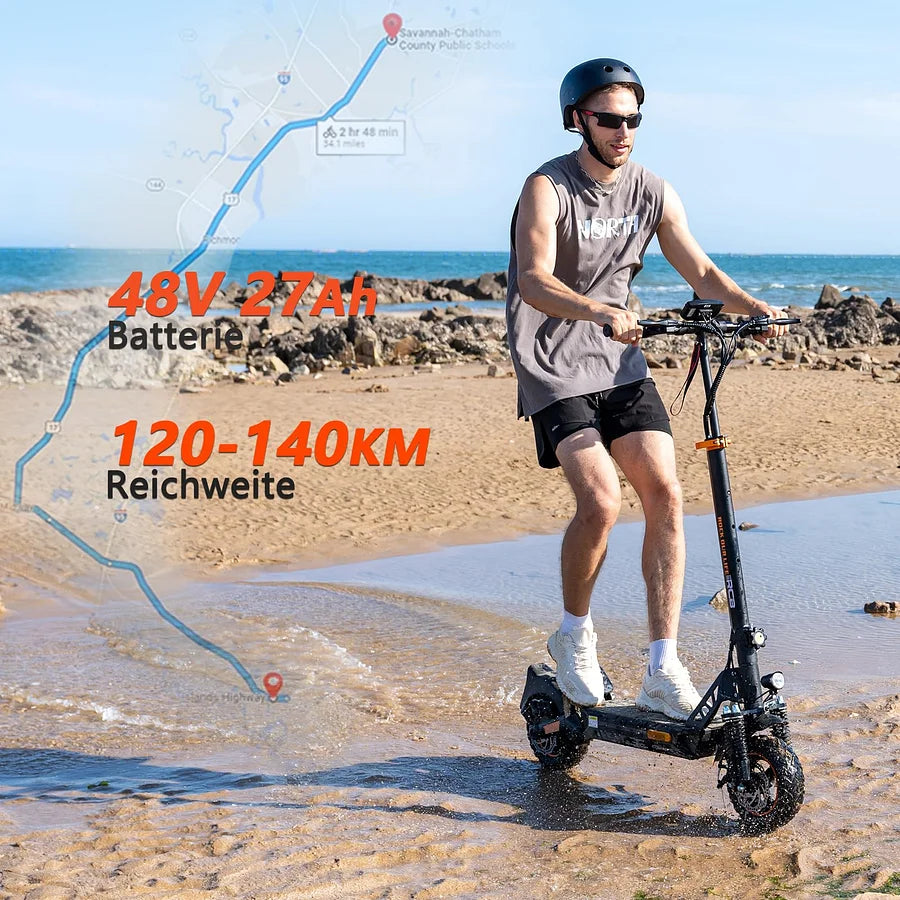 E-Scooter D5 ABE Straßenzulassung, 100KM/140KM Reichweite, Offroad Elektroroller