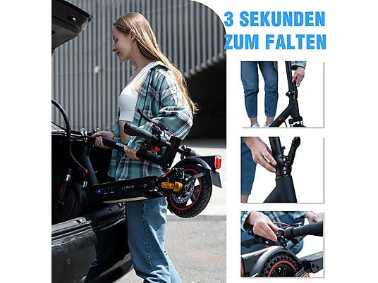 EVERCROSS TECH EV85F ABE Elektroroller mit Straßenzulassung E-Scooter E-Roller (8,5 Zoll, Schwarz-Rot)