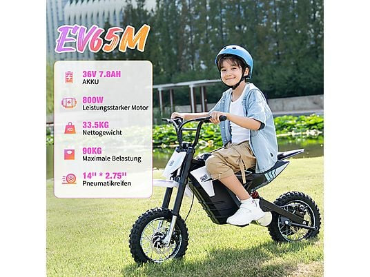 EVERCROSS TECH EV65M mit für 15+ Jugendliche Elektrisches E-Motorrad,800W Motor 3 Geschwindigkeitsmodi Kinderfahrzeug