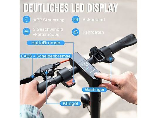 EVERCROSS TECH EV85F ABE Elektroroller mit Straßenzulassung E-Scooter E-Roller (8,5 Zoll, Schwarz-Rot)