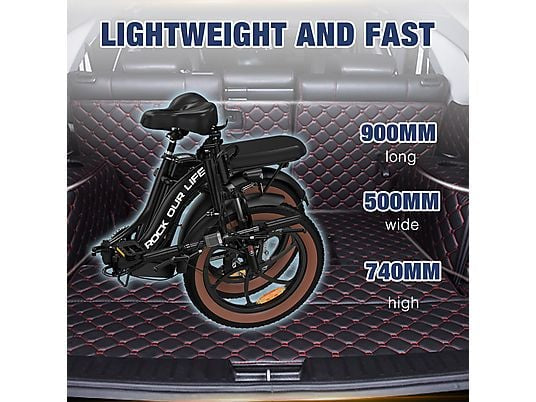 RCB RK6S Elektrofahrrad für Erwachsene, 36 V, 12 Ah, Abnehmbarer Akku Citybike (Laufradgröße: 20 Zoll, Unisex-Rad, 432wh, Schwarz