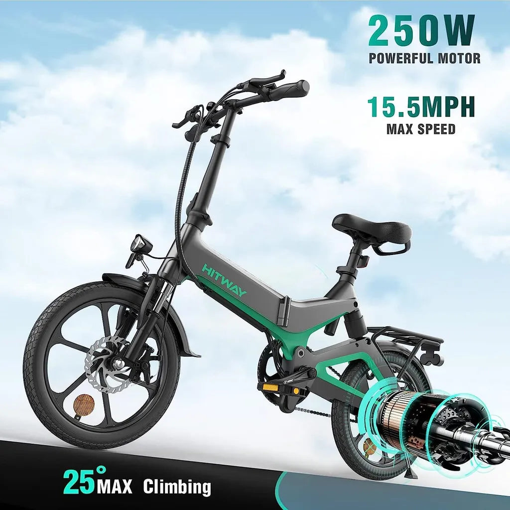 HITWAY E Bike Elektrofahrrad, 16 Zoll, E-Bike mit 7,8 Ah/36V Li-Akku,Heckmotor 280.8 Wh, 35–70 km Faltbares Elektrofahrrad