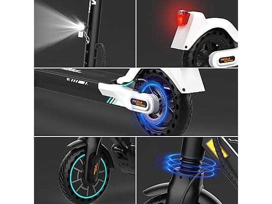 MEGA MOTION Faltbarer E-Roller mit Straßenzulassung ABE mit App E-Scooter (8,5 Zoll, Weiß und Schwarz)