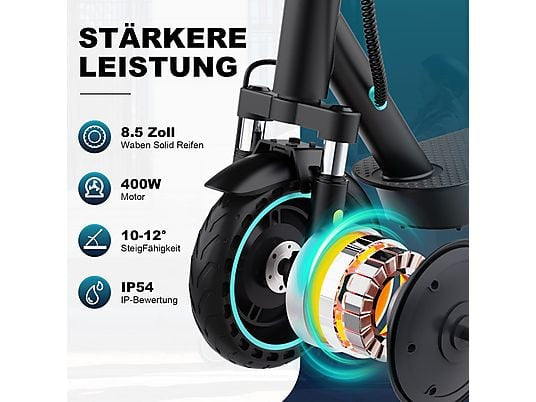 RCB EV85F ABE Elektroroller mit Straßenzulassung E-Scooter E-Roller (8,5 Zoll, Schwarz)