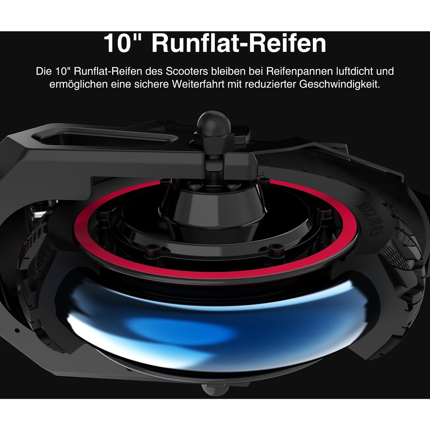 EVERCROSS TECH A1 mit StraBenzulassung (ABE) E-Scooter E-Roller (10 Zoll, Schwarz-Rot)