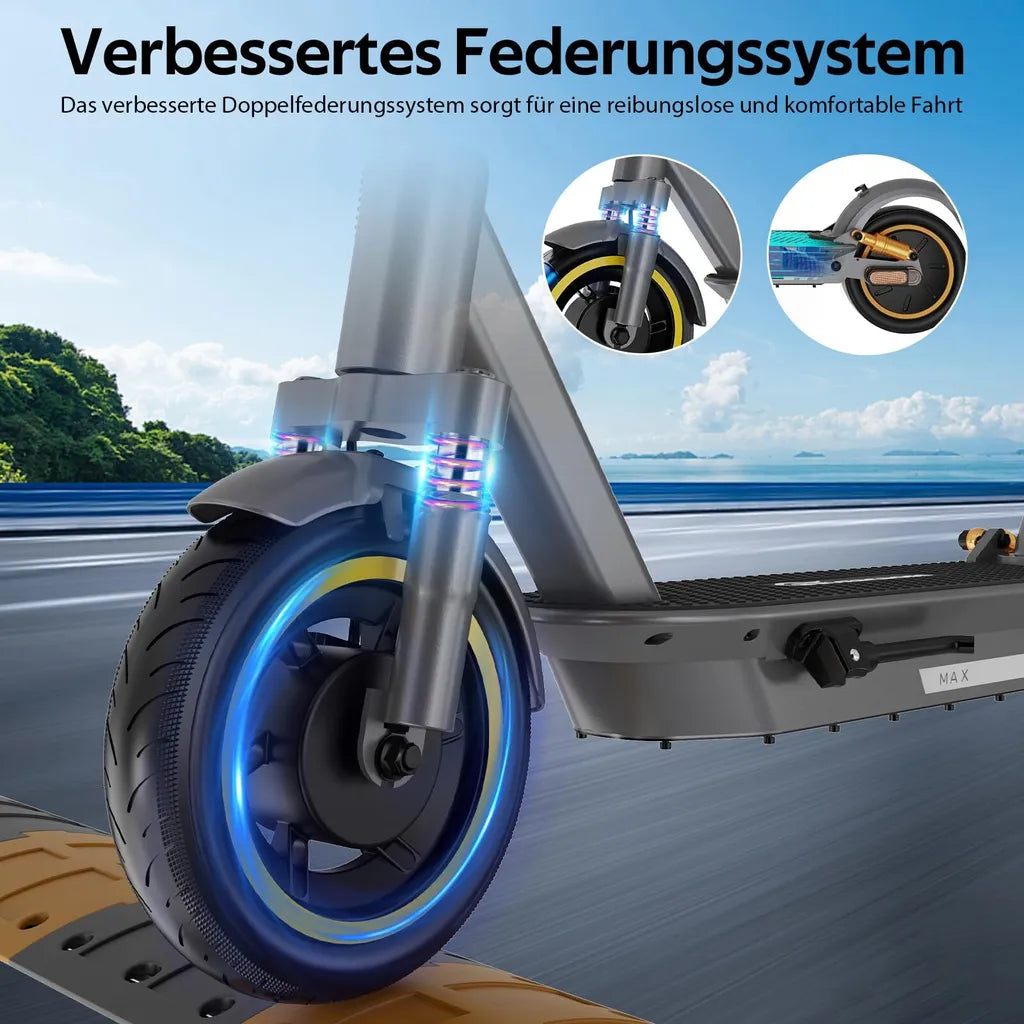 EVERCROSS TECH EV10S MAX E-Scooter mit Straßenzulassung (ABE), Max.20km/h, 85 km Reichweite, Doppelte Stoßdämpfung, Doppelbremssystem Elektroscooter