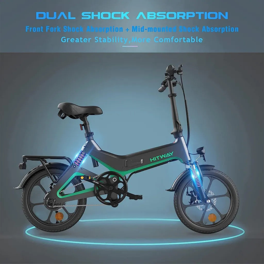 HITWAY E Bike Elektrofahrrad, 16 Zoll, E-Bike mit 7,8 Ah/36V Li-Akku,Heckmotor 280.8 Wh, 35–70 km Faltbares Elektrofahrrad