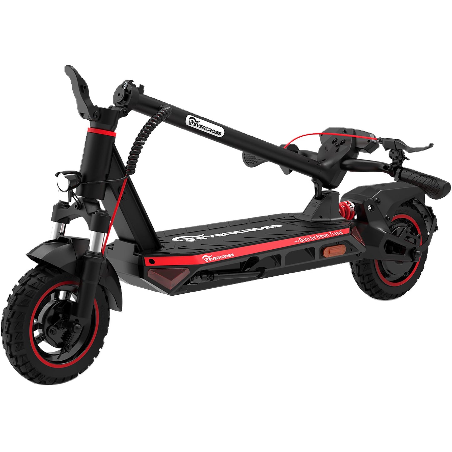 EVERCROSS TECH A1 mit StraBenzulassung (ABE) E-Scooter E-Roller (10 Zoll, Schwarz-Rot)