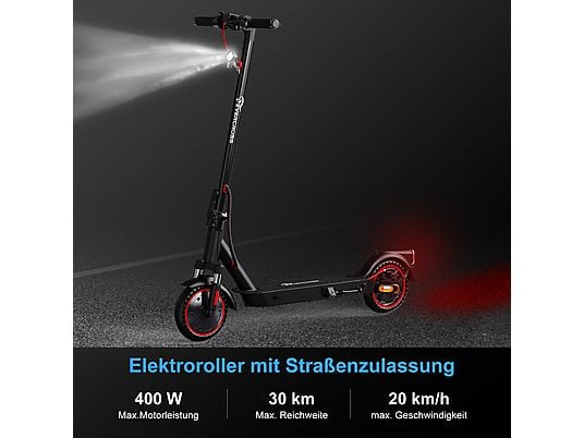 EVERCROSS TECH EV85F ABE Elektroroller mit Straßenzulassung E-Scooter E-Roller (8,5 Zoll, Schwarz-Rot)