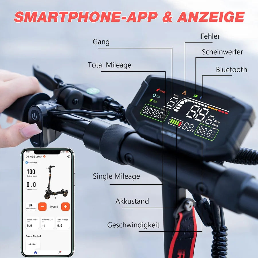 E-Scooter D5 ABE Straßenzulassung, 100KM/140KM Reichweite, Offroad Elektroroller