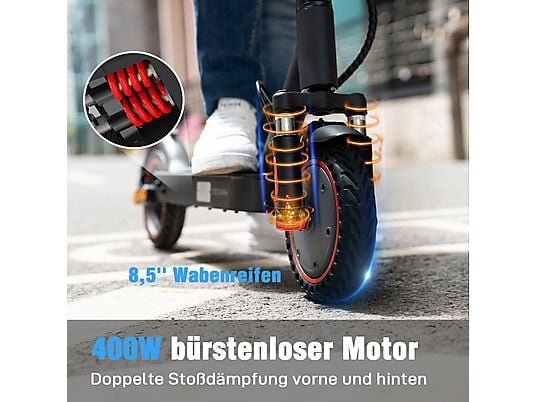 EVERCROSS TECH EV85F ABE Elektroroller mit Straßenzulassung E-Scooter E-Roller (8,5 Zoll, Schwarz-Rot)