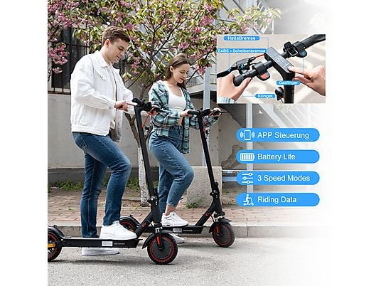 EVERCROSS TECH EV85F ABE Elektroroller mit Straßenzulassung E-Scooter E-Roller (8,5 Zoll, Schwarz-Rot)