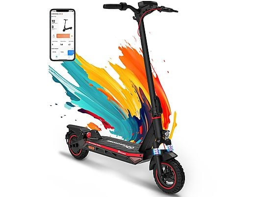EVERCROSS TECH A1 mit StraBenzulassung (ABE) E-Scooter E-Roller (10 Zoll, Schwarz-Rot)