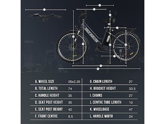 RCB RK8S E Bike Mountainbike (Laufradgröße: 26 Zoll, Unisex-Rad, 432wh, Schwarz)