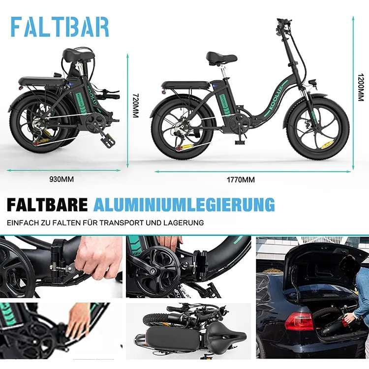 KOOLUX KL-BK6S E-Bike 36V/15Ah/540Wh/27kg/78Nm bis 100km SW klappbares Faltrad