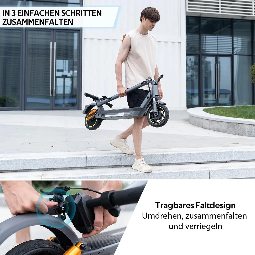 EVERCROSS TECH EV10S MAX E-Scooter mit Straßenzulassung (ABE), Max.20km/h, 85 km Reichweite, Doppelte Stoßdämpfung, Doppelbremssystem Elektroscooter