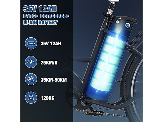 RCB RK8S E Bike Mountainbike (Laufradgröße: 26 Zoll, Unisex-Rad, 432wh, Schwarz)